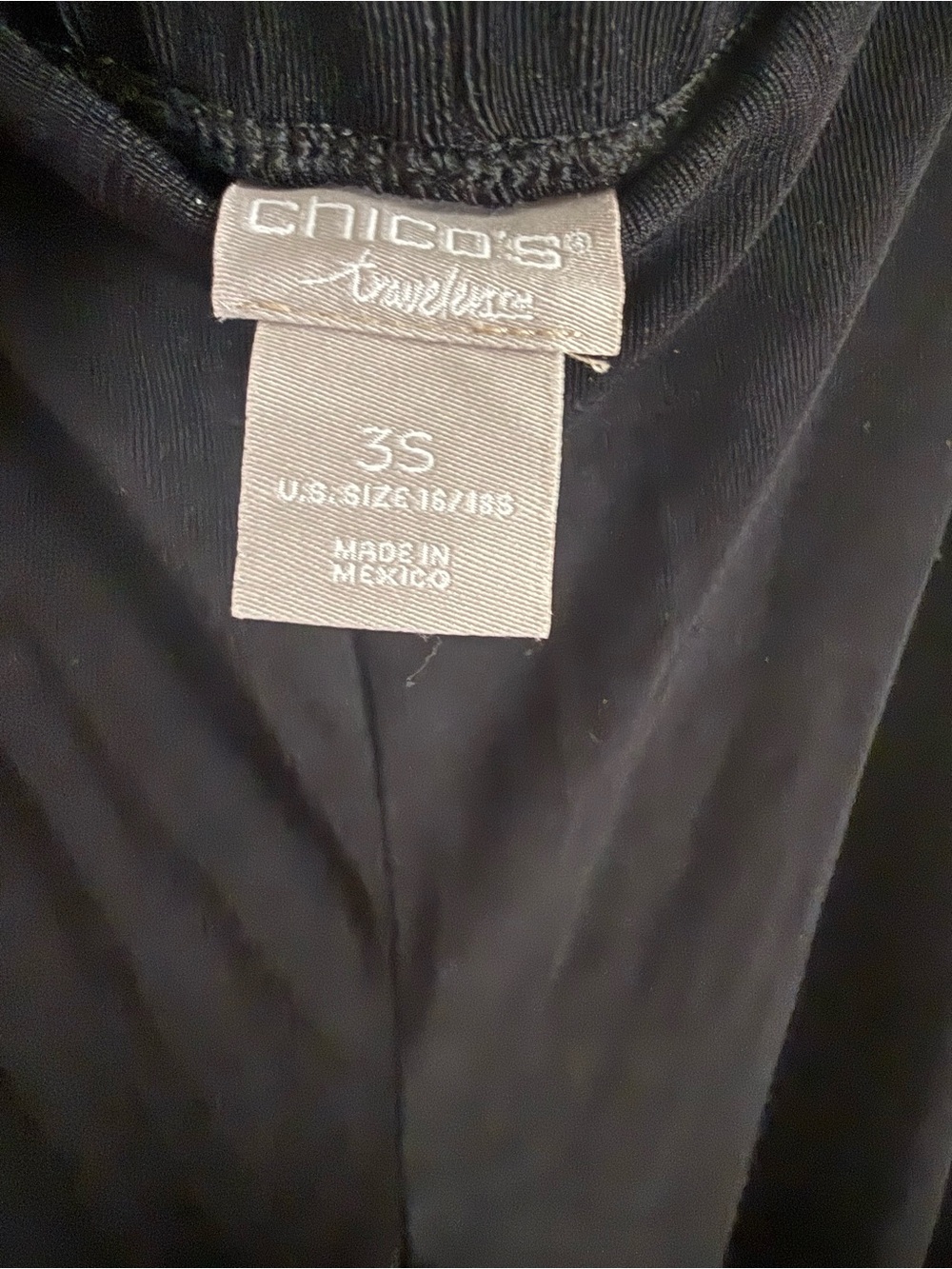 Chicos Travelers Black Pull On Pants 3S ( XL 16 Short ) - Picture 3 of 5